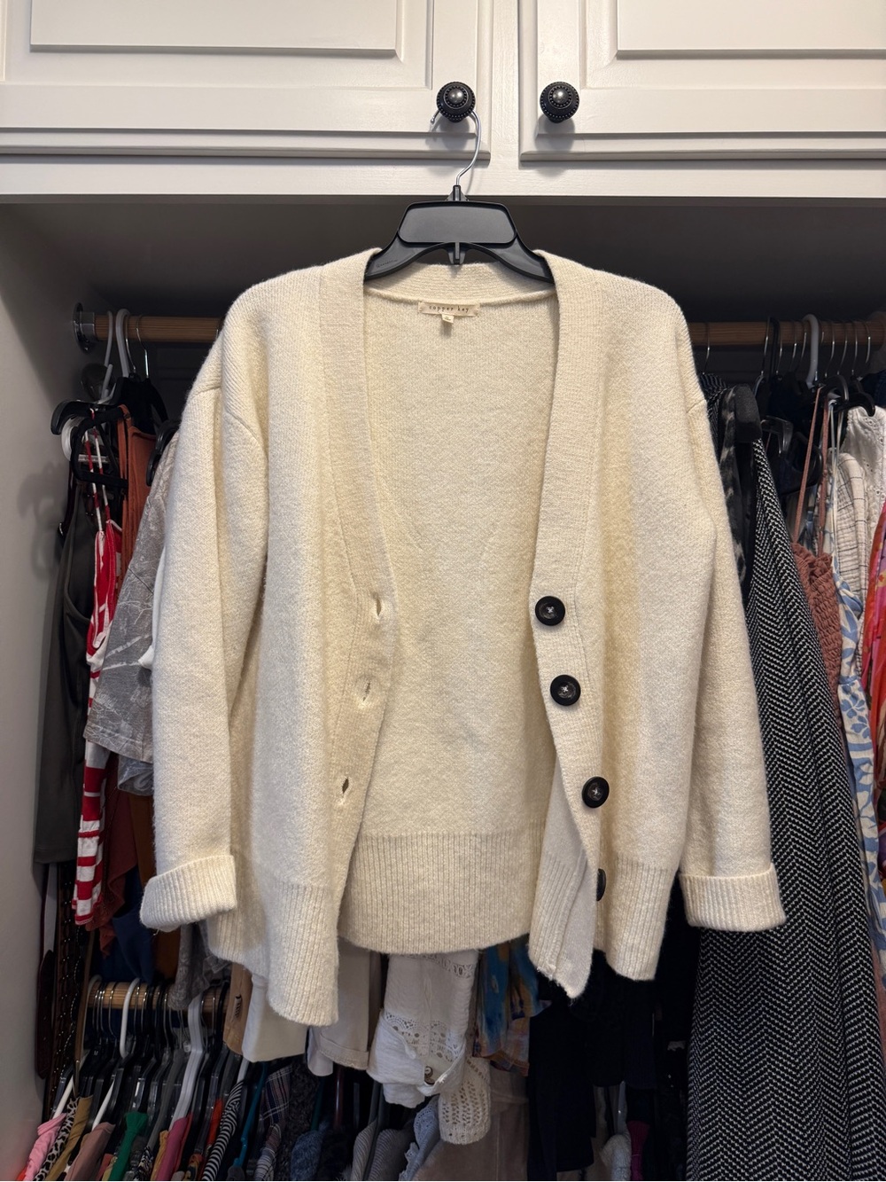 Copper Key Cream Button-Front Relaxed Cardigan